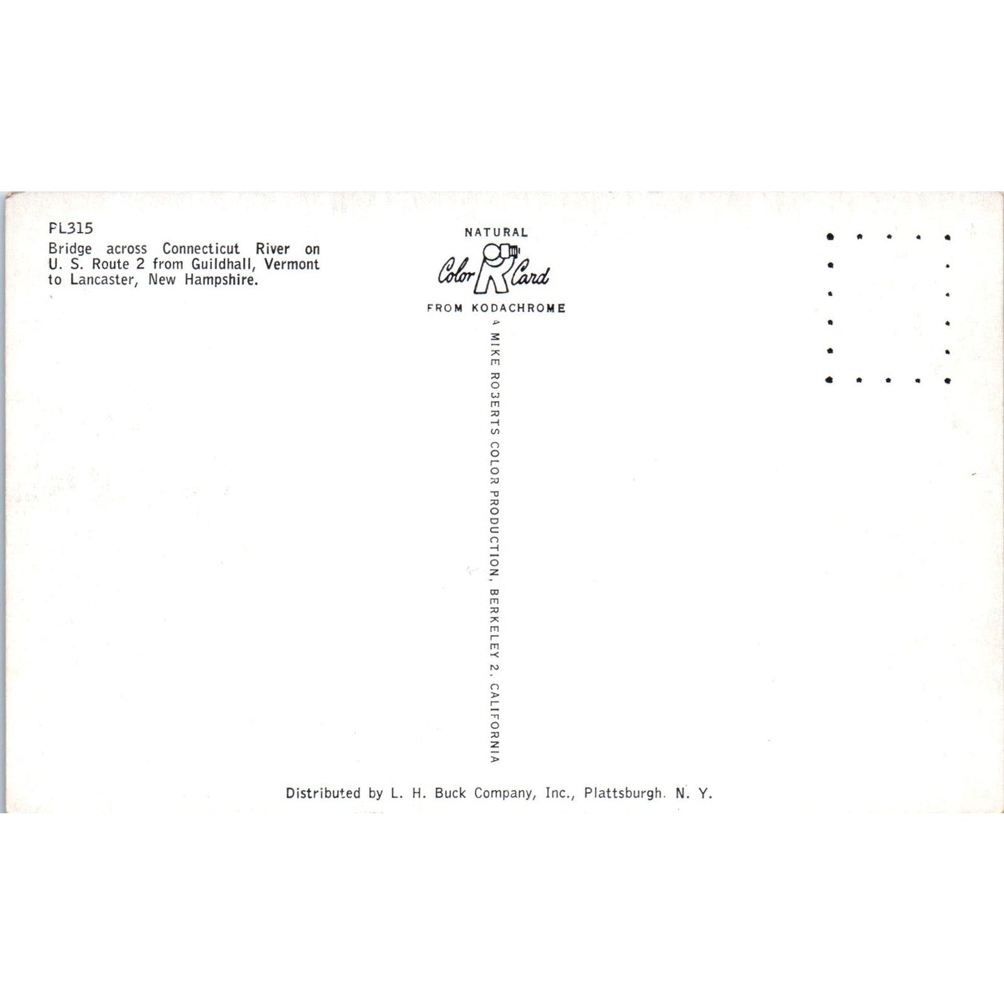 CT River Bridge Guildhall VT to Lancaster NH Vintage Covered Bridge Postcard PD1