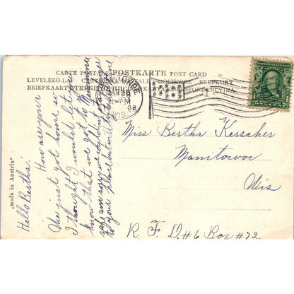 1908 Greetings from Menominee Michigan Postcard PD3