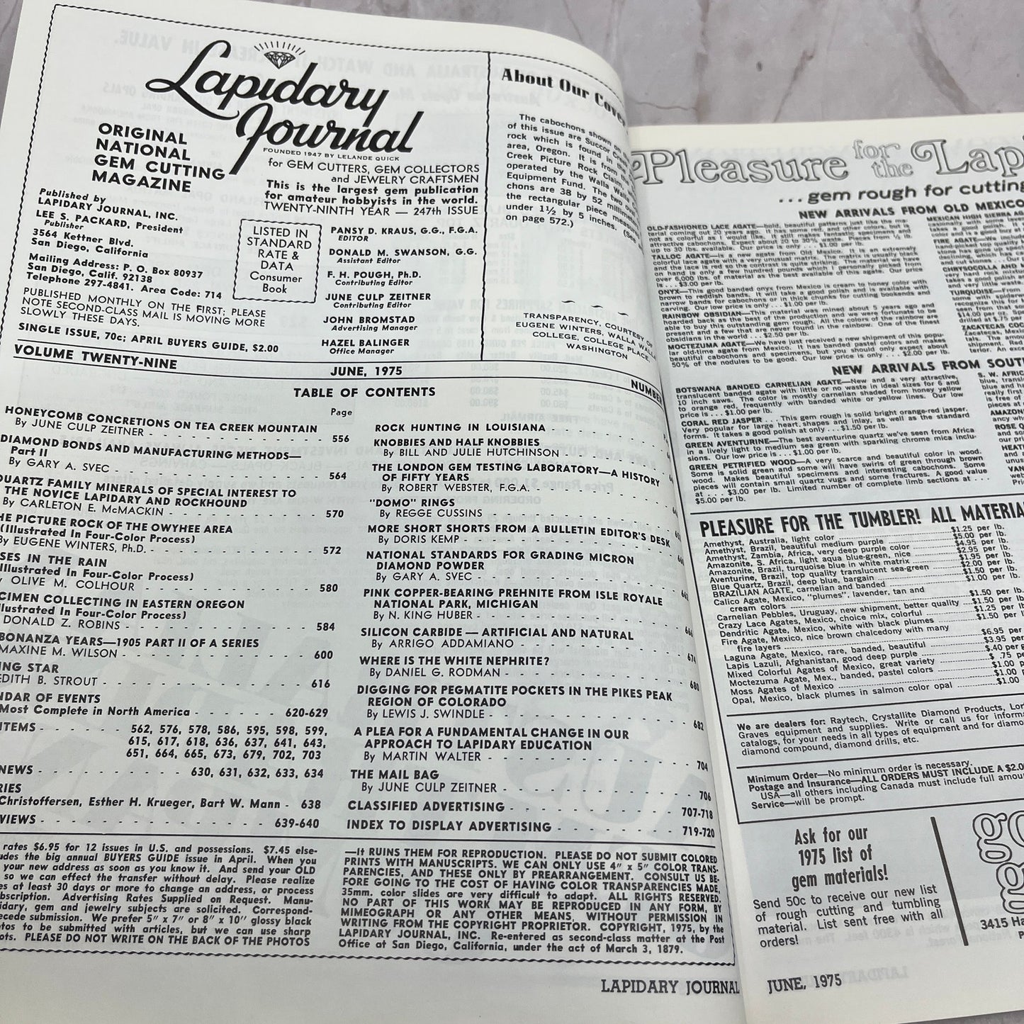 Succor Creek Picture Rock Washington - Lapidary Journal Magazine - Jun 1975 M25