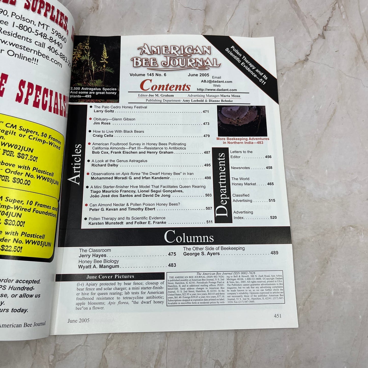 2005 June American Bee Journal Magazine Bees Beekeeping Honey M7