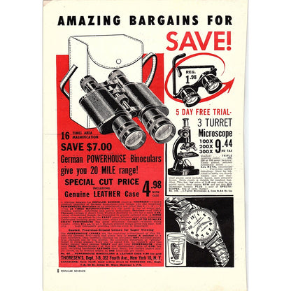 Thorensen's German Powerhouse Binoculars NY 1955 Ad AG1-7