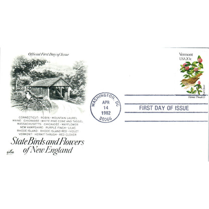Vermont 1982 State Birds & Flowers of New England First Day Issue TJ5-PC2