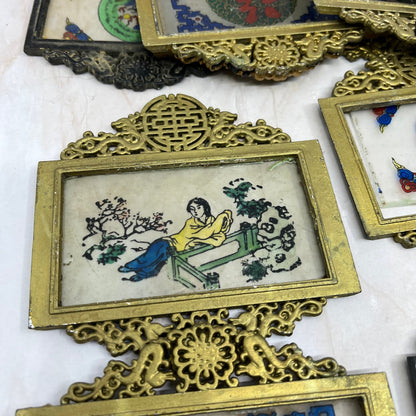 Vintage Huge Lot of Oriental Chinese Japanese Mini Wall Art Plaques TF5