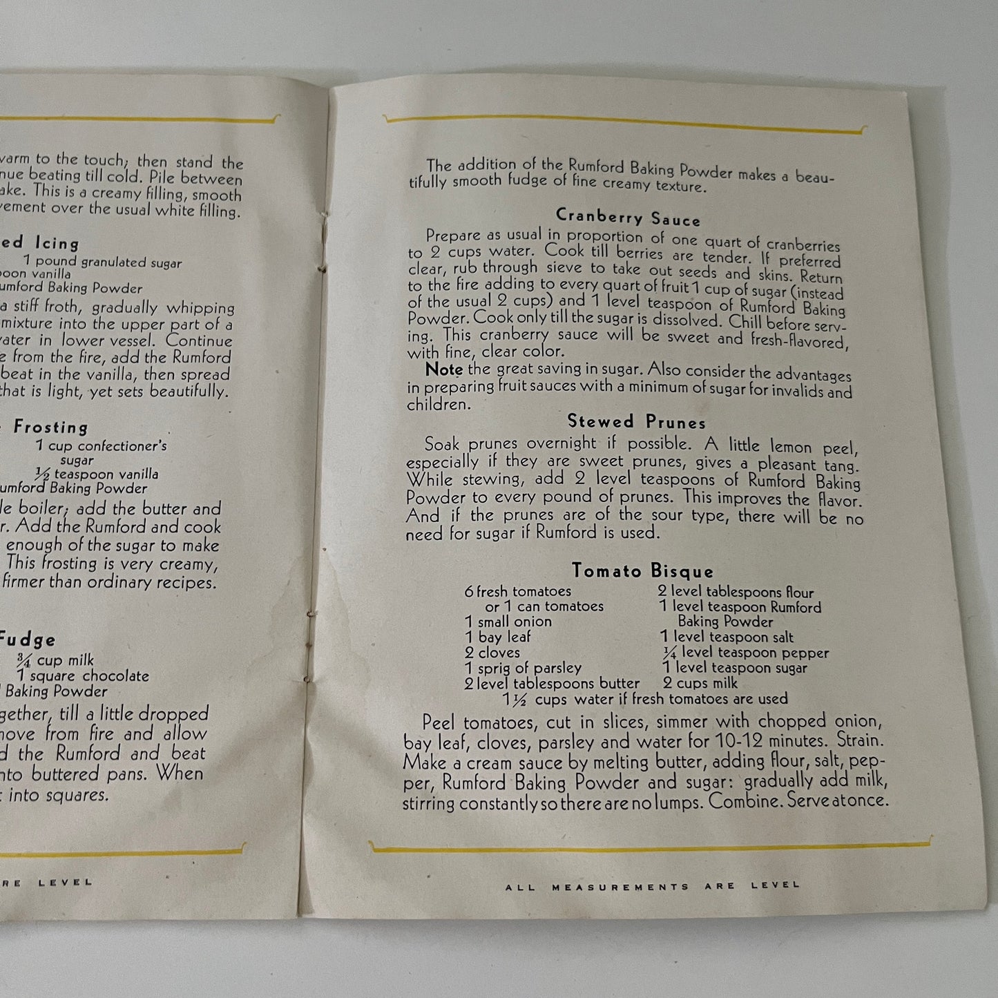 1929 Rumford Baking Powder Cook Book Booklet Rhode Island TE2-BB