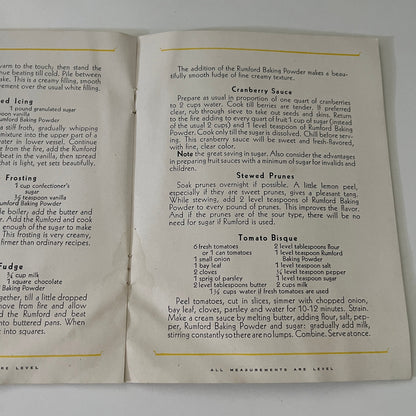 1929 Rumford Baking Powder Cook Book Booklet Rhode Island TE2-BB