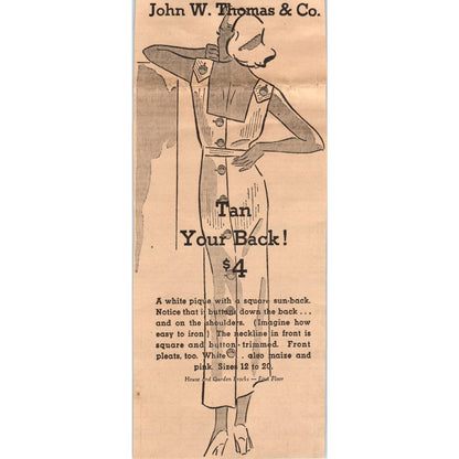 John Thomas Pique Sun Dress 4x8" 1935 Minneapolis Journal Advertisement AE7-N1