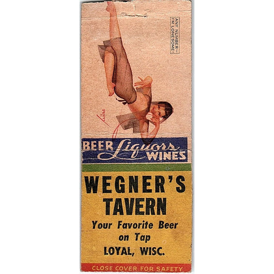 Wegner's Tavern Loyal WI Pinup Vintage Matchbook Cover SF3-Y2