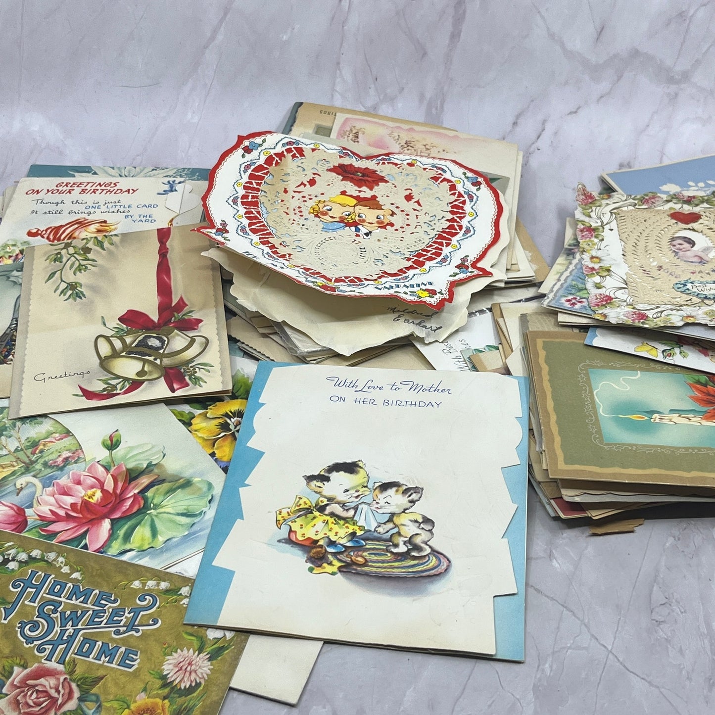 Huge Lot of Vintage & Antique Birthday Christmas Holiday Greeting Cards TB8
