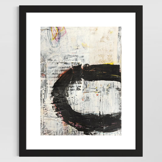 Original Grunge Minimalist Modern Art Collage Painting 8.5x11 "Nodus" Signed