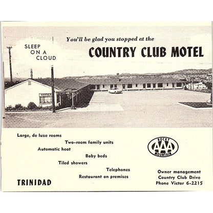 Country Club Motel Trinidad CO 1958 Ad AG1-H4