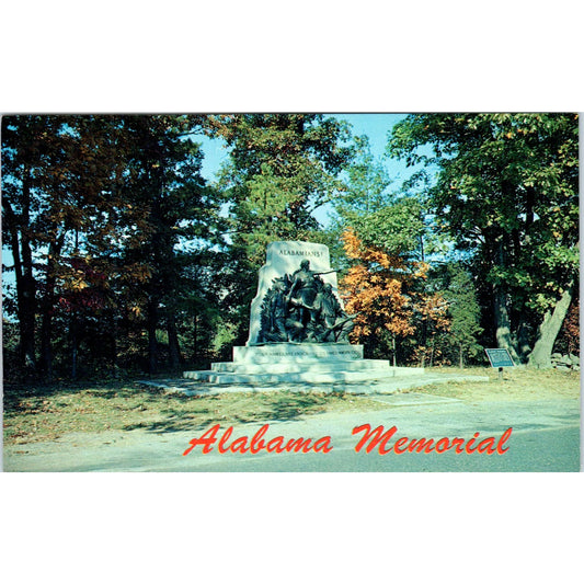 Alabama Memorial Gettysburg PA Vintage Postcard PE4