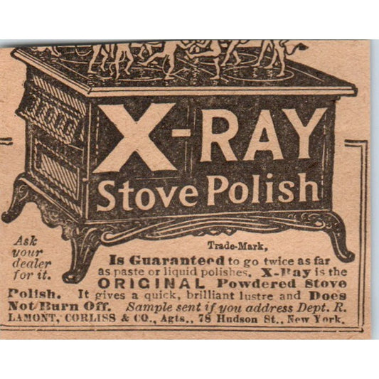 X-Ray Stove Polish Lamont, Corliss & Co NY 1905 Magazine Ad AF1-NH3
