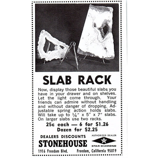 Stonehouse Slab Rack Freedom California 1972 Ad AF8-M2