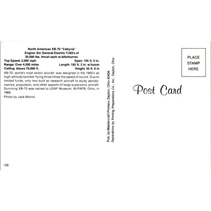 North American XB-70 Valkyrie Vintage Postcard PC19
