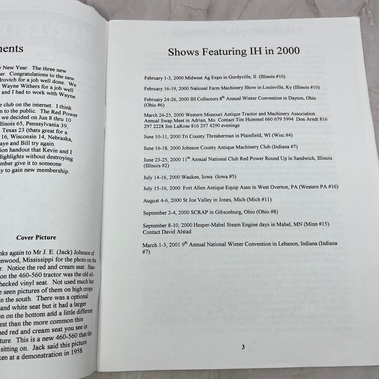 International Harvester Collectors IH Harvester Highlights Magazine Jan 2000 M30