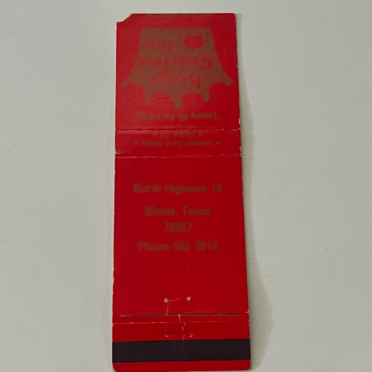 Kings Quarters Inn Mexia Texas Vintage Matchbook Cover MB8-6