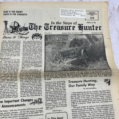 1976 Nov - In the Steps of the Treasure Hunter Newspaper - Elephant Butte NM M11