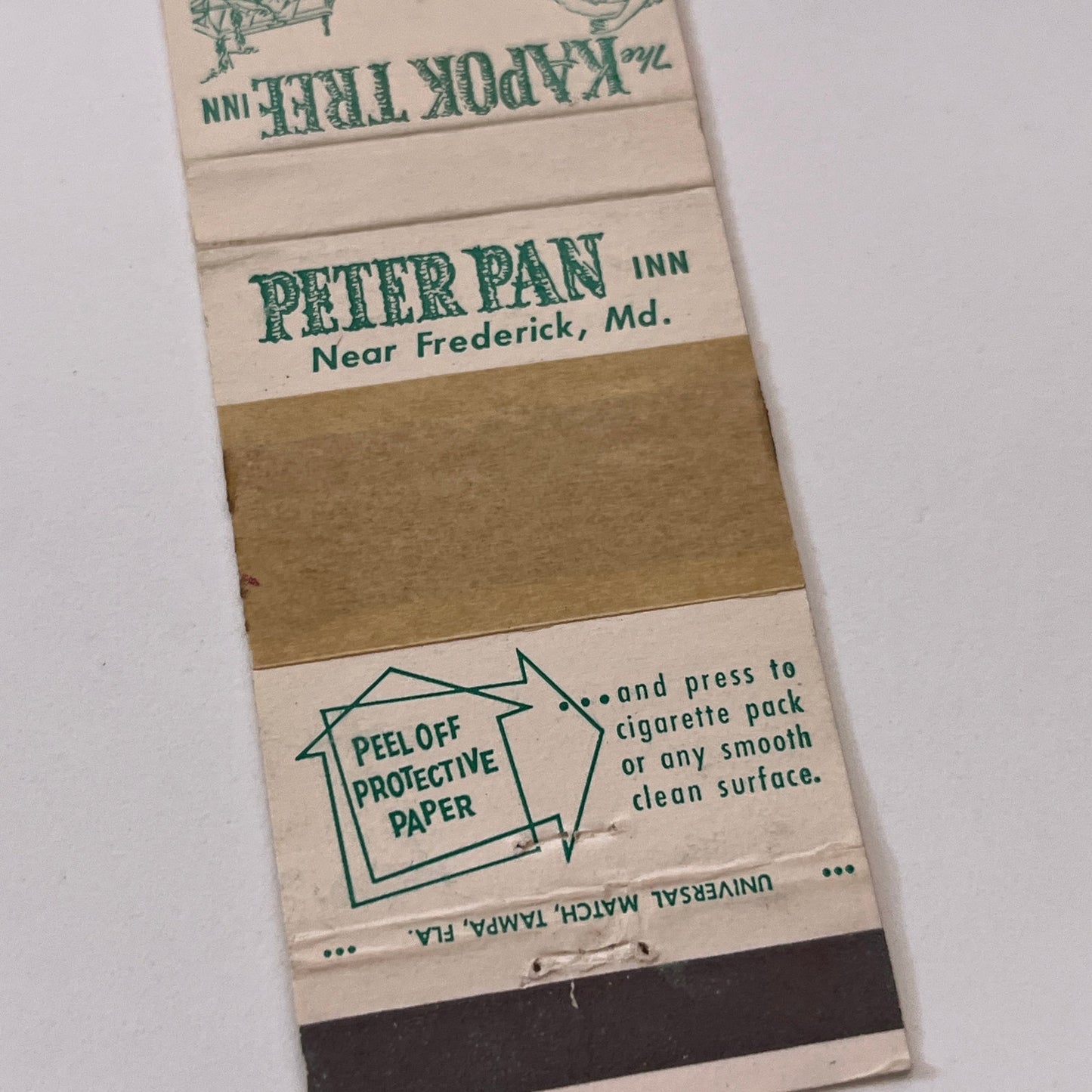 Peter Pan Inn Frederick MD, Kapok Tree Inn Clearwater FL Matchbook TB6-MB1-15
