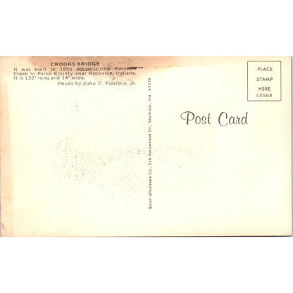 Crooks Bridge Parke County Rockville IN Vintage Covered Bridge Postcard PC15