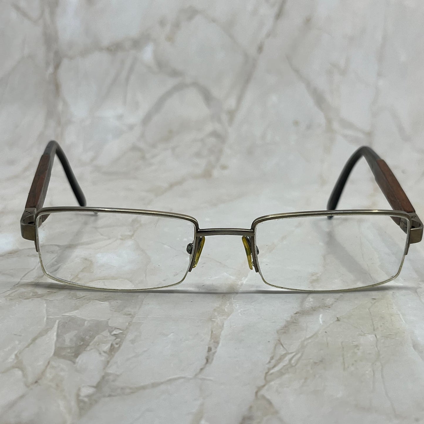 Rectangle Wood Arm Half Rim Sunglasses Eyeglasses Frames TE9-G5-7