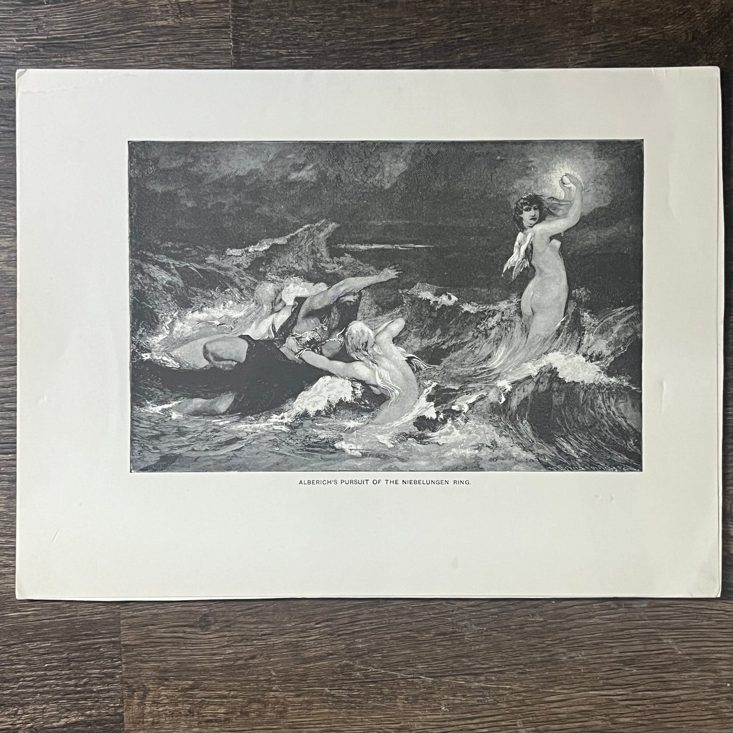 Alberich's Pursuit of the Nibelungen Ring Engraving Vintage Art Print 9x12 V6