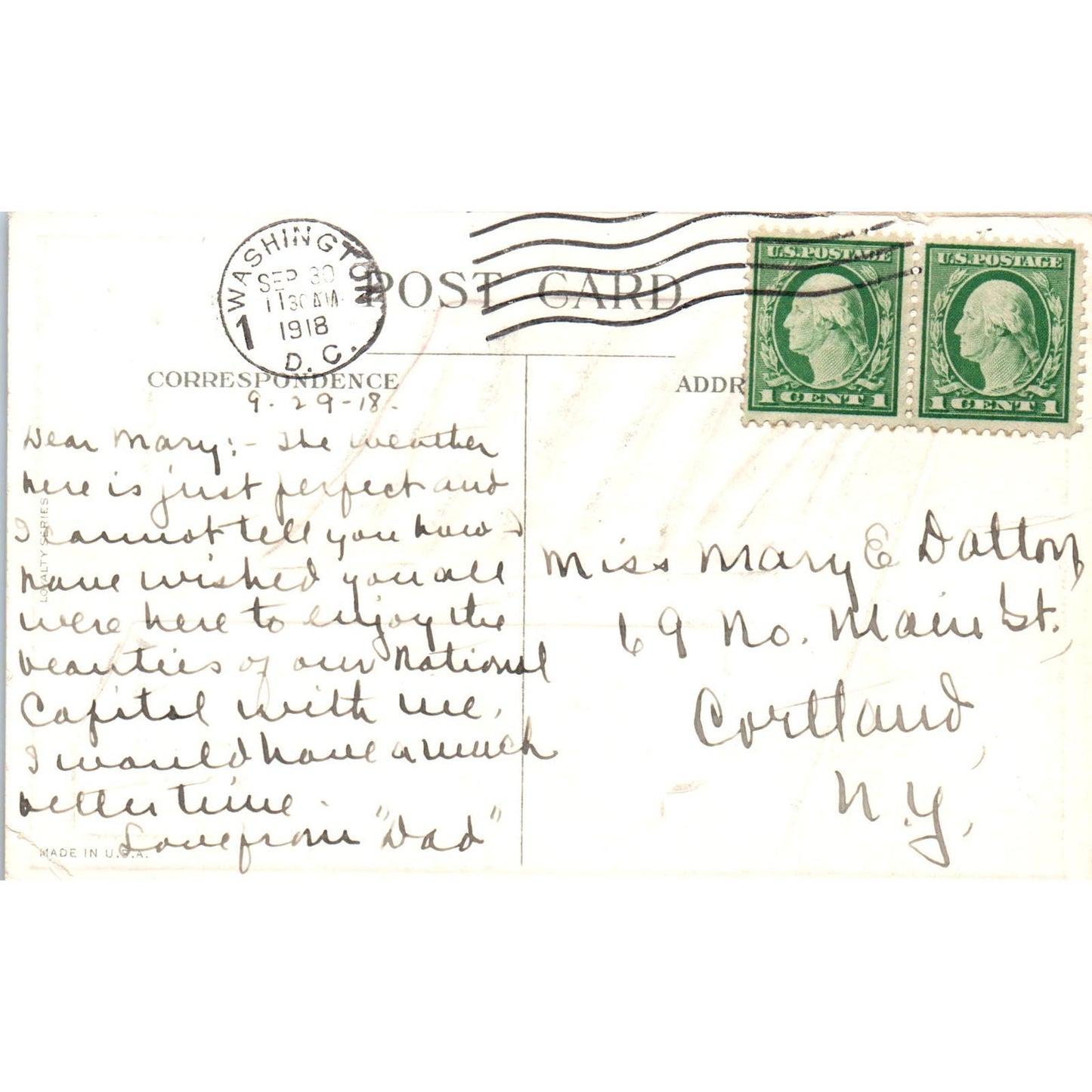 1918 4th of July WWI Washington D.C. Vintage Postcard PD1