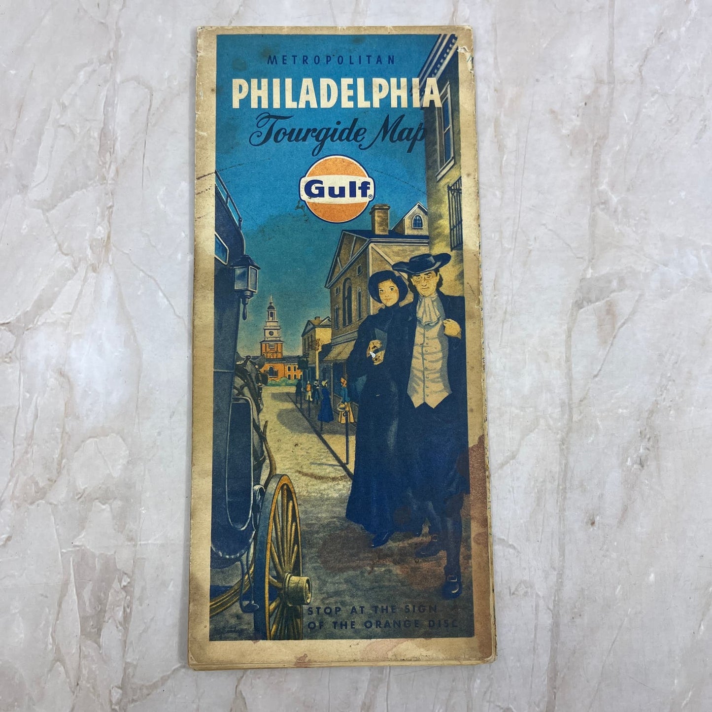 1972 Gulf Oil Fold Out Tourguide Travel Map Metropolitan Philadelphia PA TI8-S4