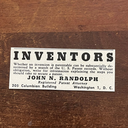 John N Randolph Patent Attorney Washington DC 1955 Ad AG1-S1