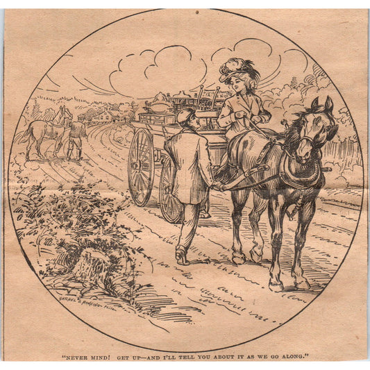 Victorian Lady on Horseback Gatchel & Manning Drawing 1910 Illustration AF1-CM5