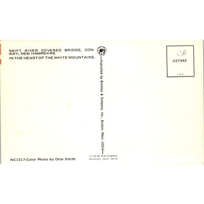 Swift River Covered Bridge Conway New Hampshire Covered Bridge Postcard PB12