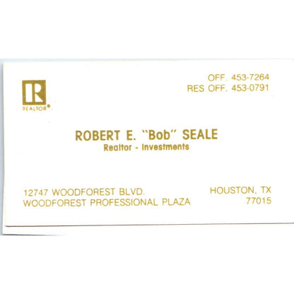 Robert E. Bob Sale Realtor Houston TX Vintage Business Card SD4-B5