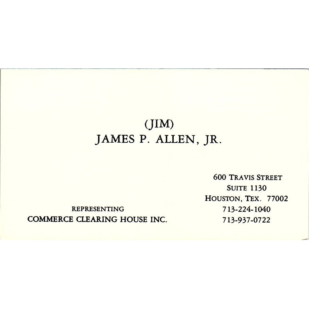 Commerce Clearing House Inc. James P. Allen Jr. Houston TX Card SSB4-B13