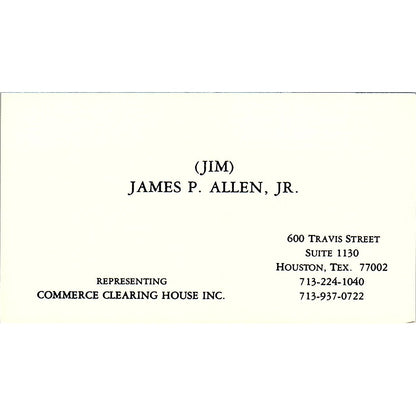 Commerce Clearing House Inc. James P. Allen Jr. Houston TX Card SSB4-B13