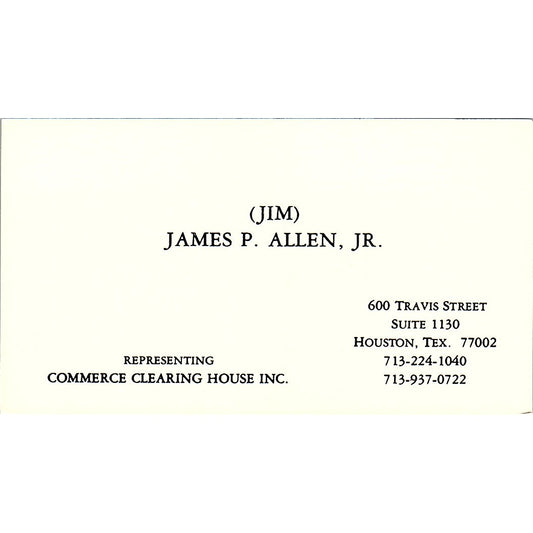 Commerce Clearing House Inc. James P. Allen Jr. Houston TX Card SSB4-B13