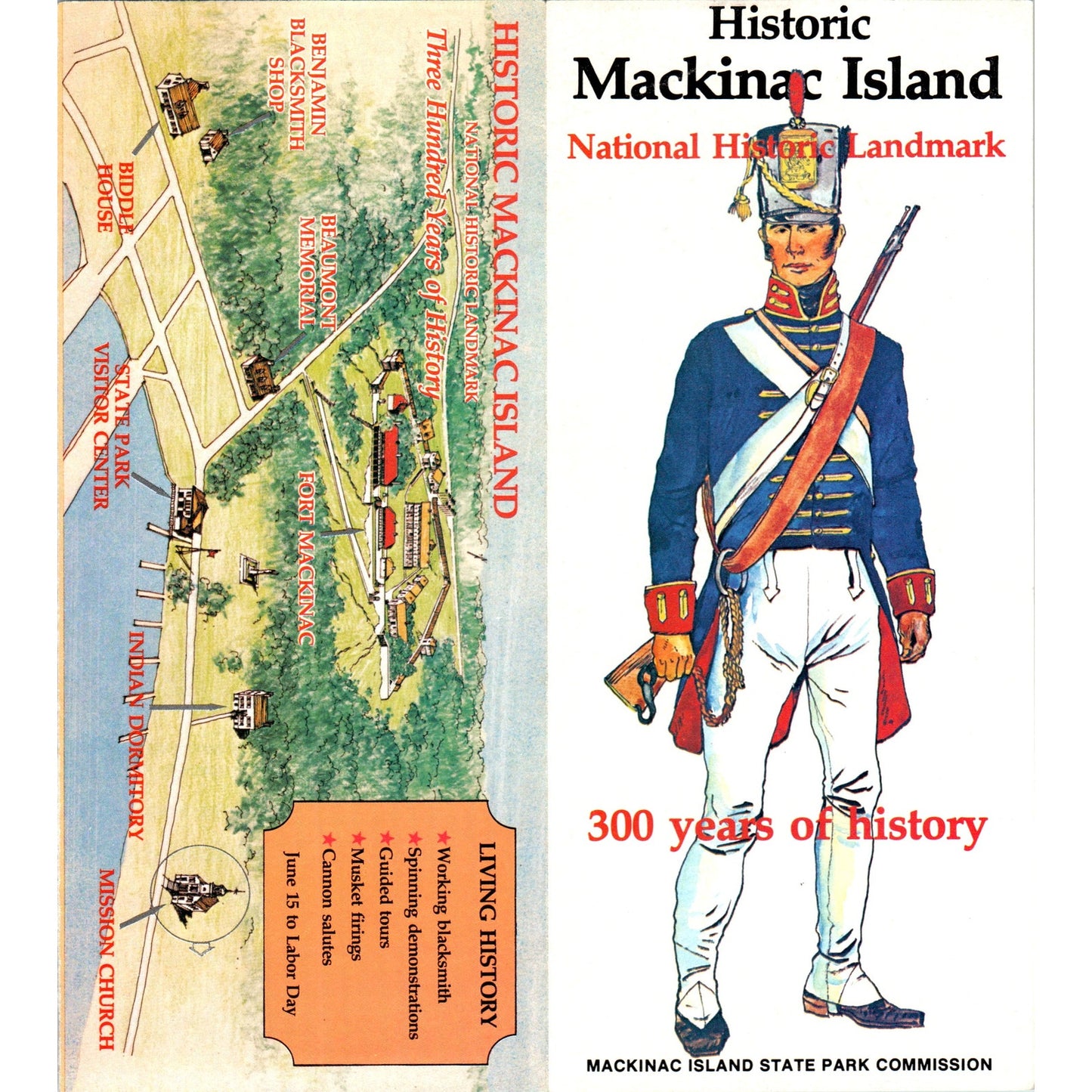 Vintage Historic Mackinac Island Michigan Map & Fold Out Travel Brochure TF4-B1