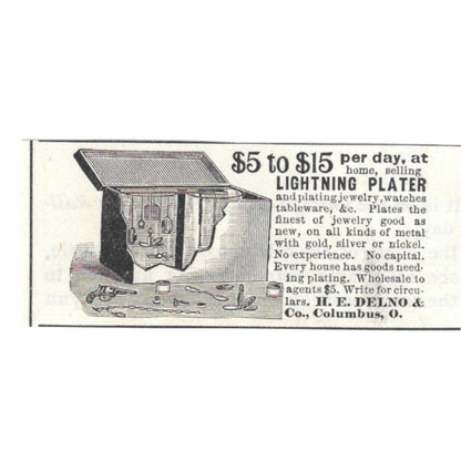 H.E. Delno & Co Lighting Plater Columbus Ohio 1892 Ad AG2-S21