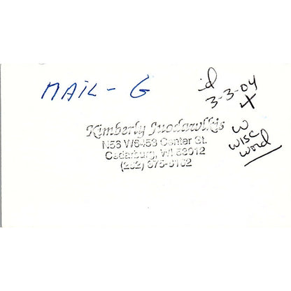 Legacy Scrapbooks Cedarburg WI Kimberly Juodawlkis Vintage Business Card SC9-B9