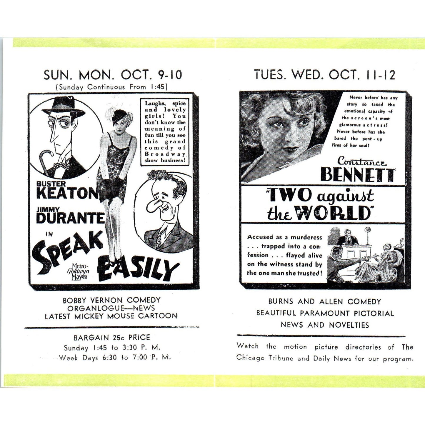 c1932 Johnny J. Jones Alcyon Theatre Highland Park Program Fast Companions AB9