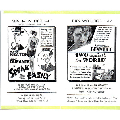 c1932 Johnny J. Jones Alcyon Theatre Highland Park Program Fast Companions AB9