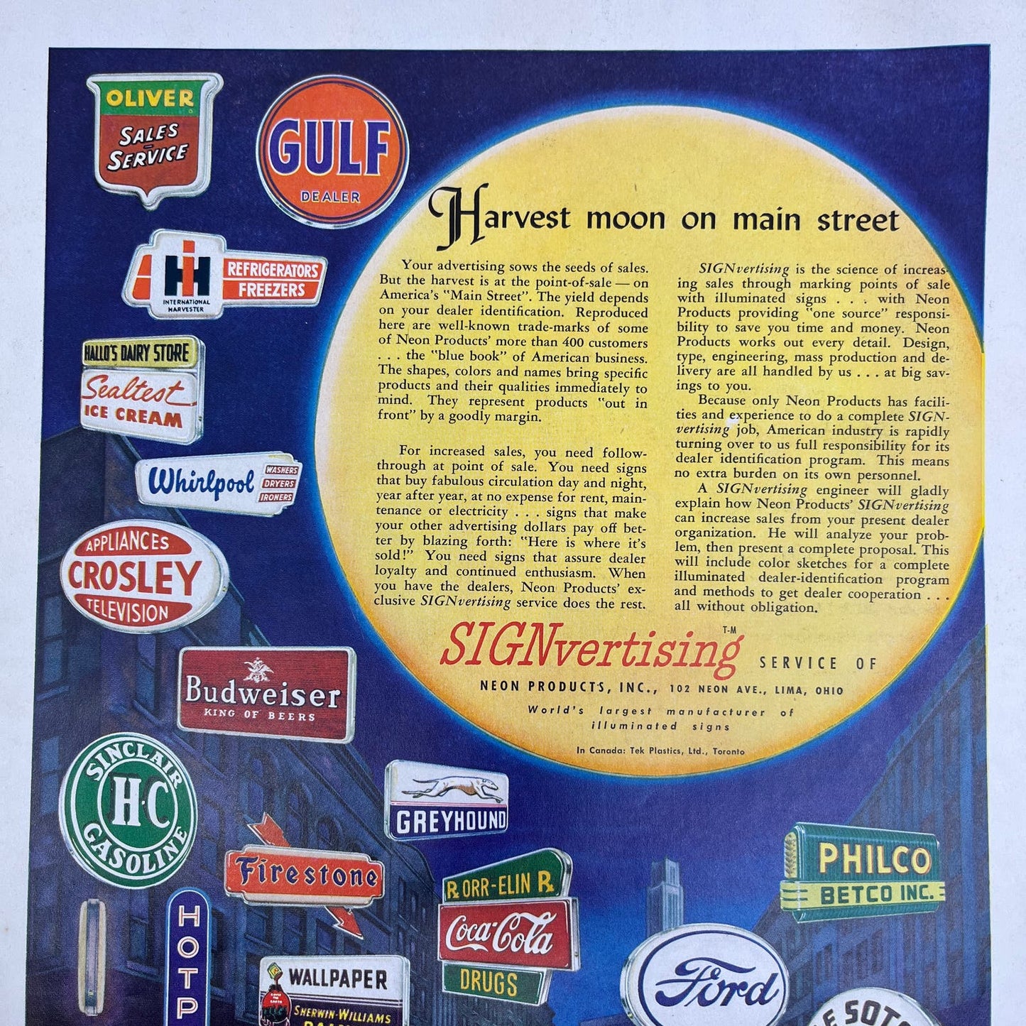 Neon Products Inc Signvertising Lima Ohio 1951 Magazine Ad FL6-10
