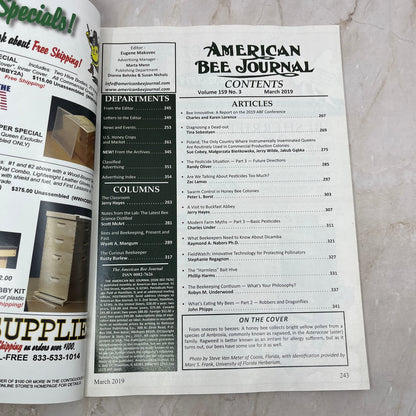 2019 March American Bee Journal Magazine Bees Beekeeping Honey M8