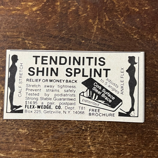 Tendonitis Shin Splint Relief Flex-Wedge Co Getzville NY 1977 Ad AF3-Q3