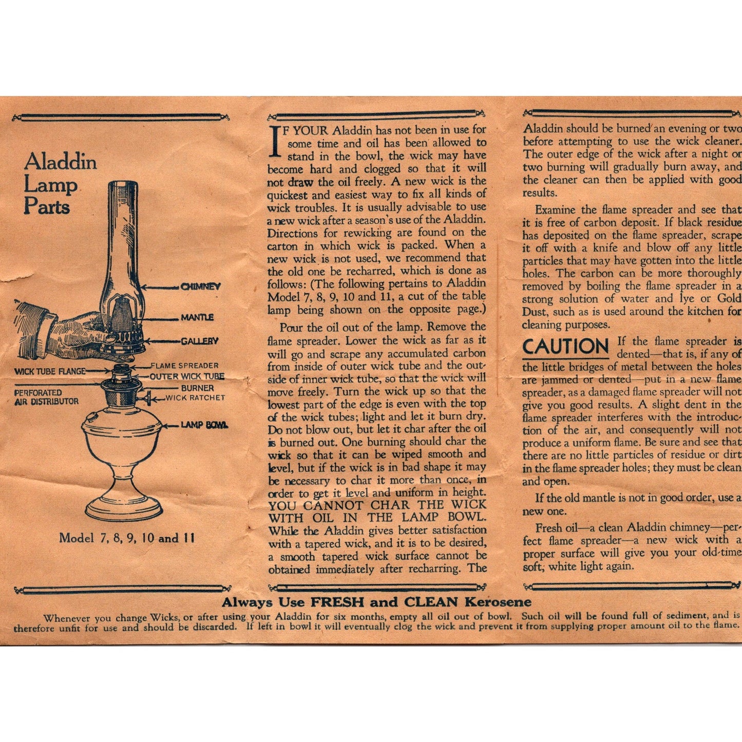 1945 Aladdin Lamp Model 7,8,9,10,11 Maintenance Brochure Mantle Lamp Co K23