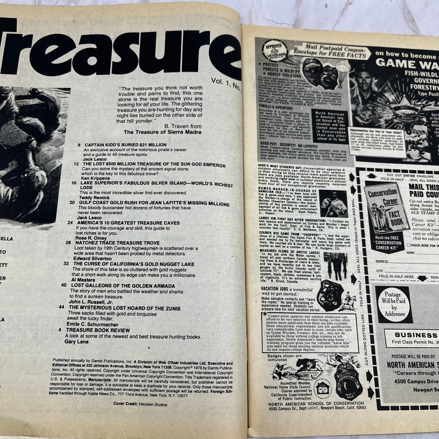1975 Saga's Special Treasure Hunting Magazine Guide to Lost Millions M19
