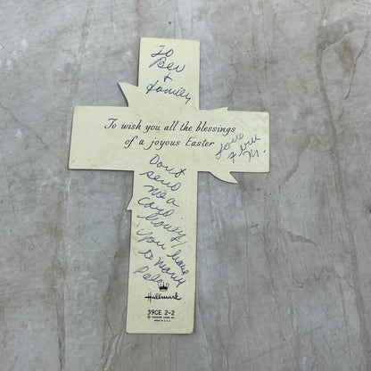Vintage Hallmark Die Cut Easter Cross Card Matthew 28:30 AE3