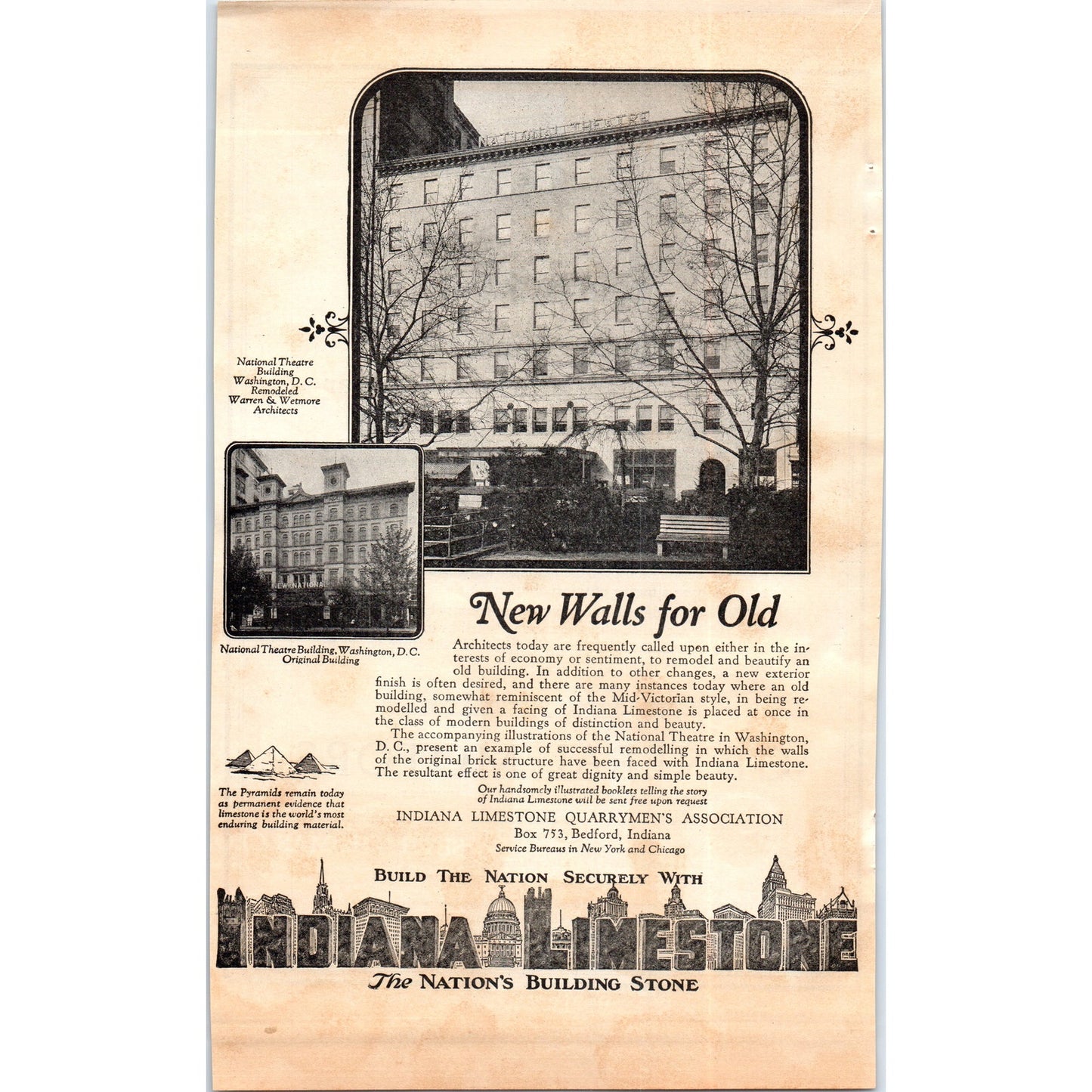 Indiana Limestone - The Nation's Building Stone 1924 Magazine Ad D23