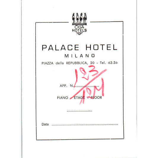 c1950 Palace Hotel Milano Italy Tourist Fold OUt Map AE2