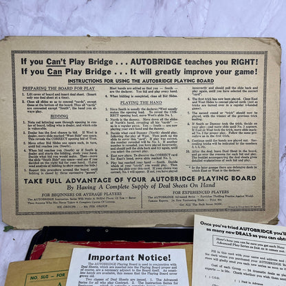 Vintage Autobridge Play-Yourself Bridge Game Board and Extra Playing Hands TK3