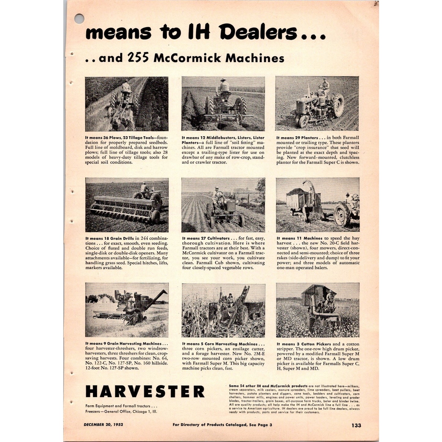 1953 International Harvester IH McCormick Equipment 2 Page Ad I15