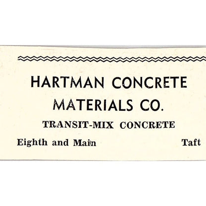 Hartman Concrete Materials Co, Raymond & Amy Grey Taft CA c1965 Ad AF8-S22